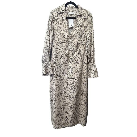 NEW Jonathan Simkhai Lee Linen Blend Midi Dress Painted Floral Size 10 Old Money - Picture 4 of 13